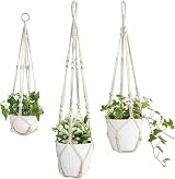 Mkouo 3 Pack Macrame Plant Hangers Indoor Cotton Rope Beads 58/73/89cm