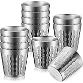 Skylety 12 Pcs Stainless Steel Cups Bulk 5.9 oz Silver Metal Drinking Cups Double Wall Tumbler Glasses Stackable Glasses Insulated Drinking Reusable Silver Camping Mug for Home BBQ Party
