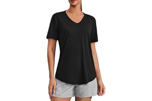 PINSPARK V Neck Workout Tops for Women Short Sleeve Quick Dry Shirts | UPF 50+,Moisture-wicking,Lightweight,Regular Fit,Tagless,Hip Length,Curved Hem,Hiking,Running,Gym