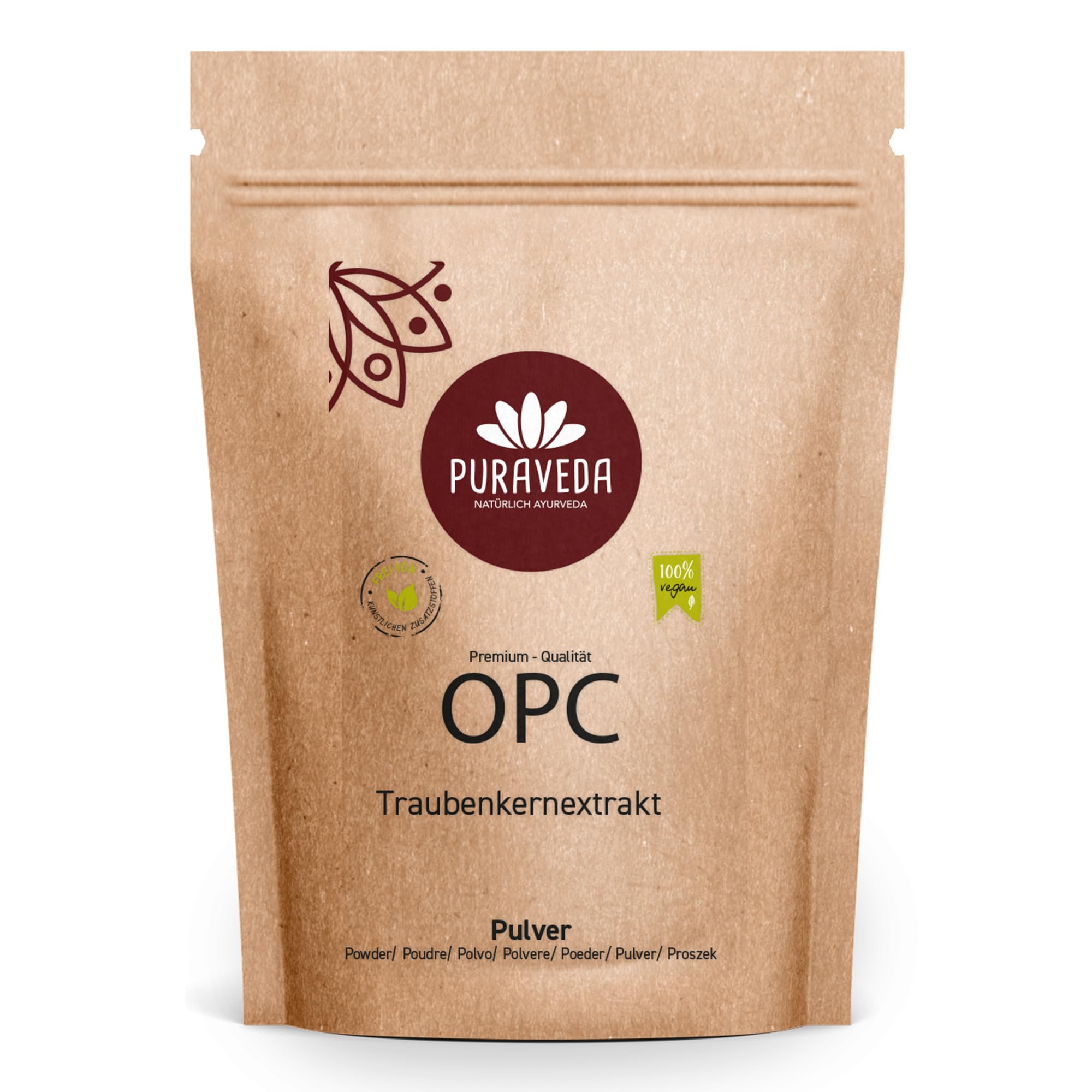 OPC Grape Seed Extract Powder 100g - 95% OPC - High dose Premium Quality - Without additives - from ripe, red Grapes - Gently Dried - Controlled and Packed in Germany