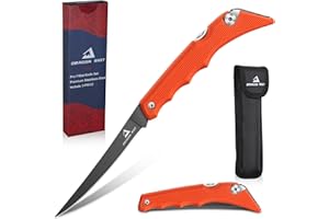 DRAGON RIOT Folding Fillet Knife for Fishing Camping Hunting, Boning Knife for Meat Cutting and Carving with a Easy Carrying Bag