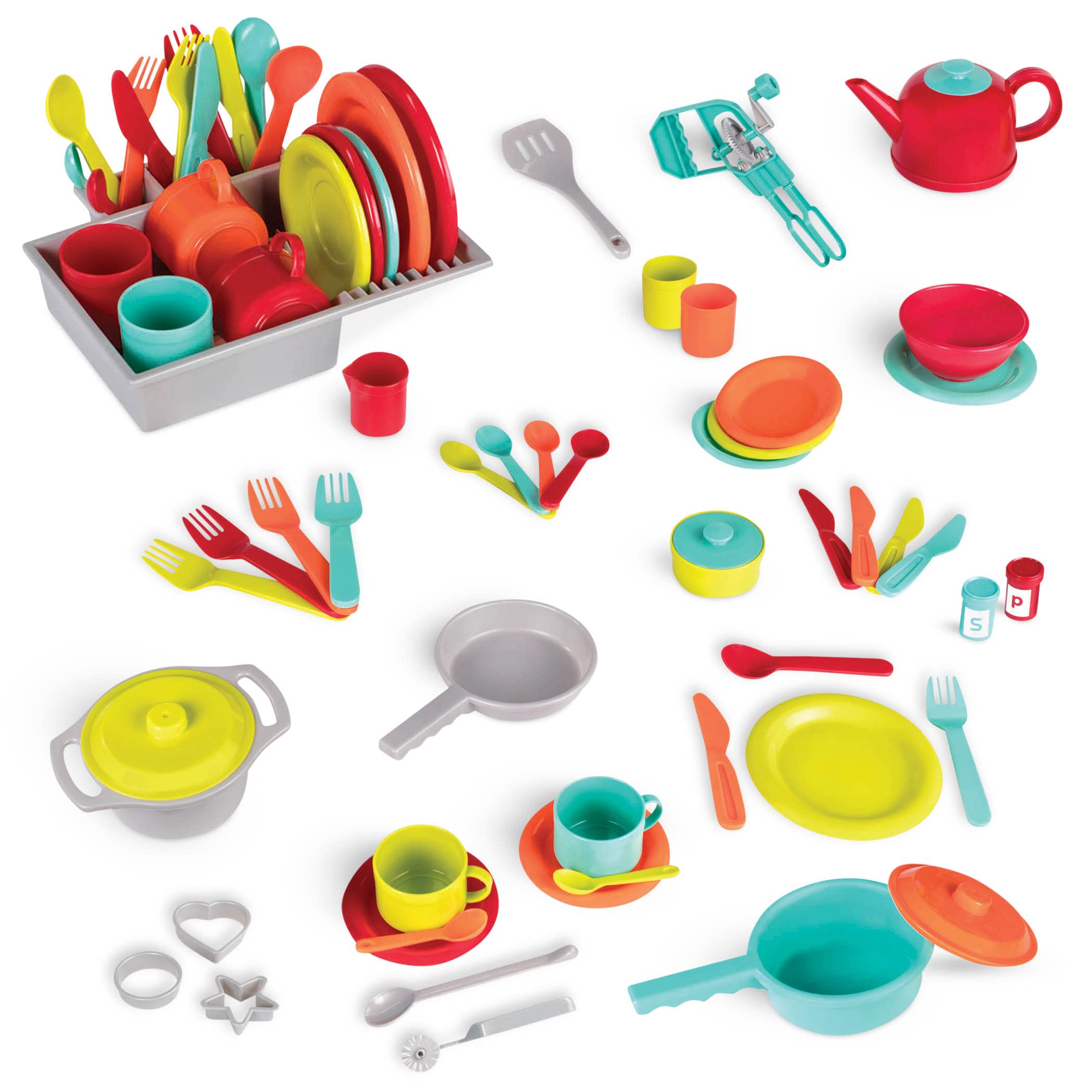 Battat – Toy Kitchen Set – 71 Pieces – Pretend Cooking Accessories – 4 Table Settings & Cutlery – Dishwasher Safe & Worry – Free – Deluxe Kitchen Playset – 2+ Years