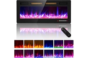 Zionheat 42 inches Electric Fireplace-Wall Fireplace for Living Room-Fireplace Freestanding/Inserts/Wall Mounted with Remote Control, Timer, Dimmer, 12 Flame Colors, 750/1500W, Ultra Thin
