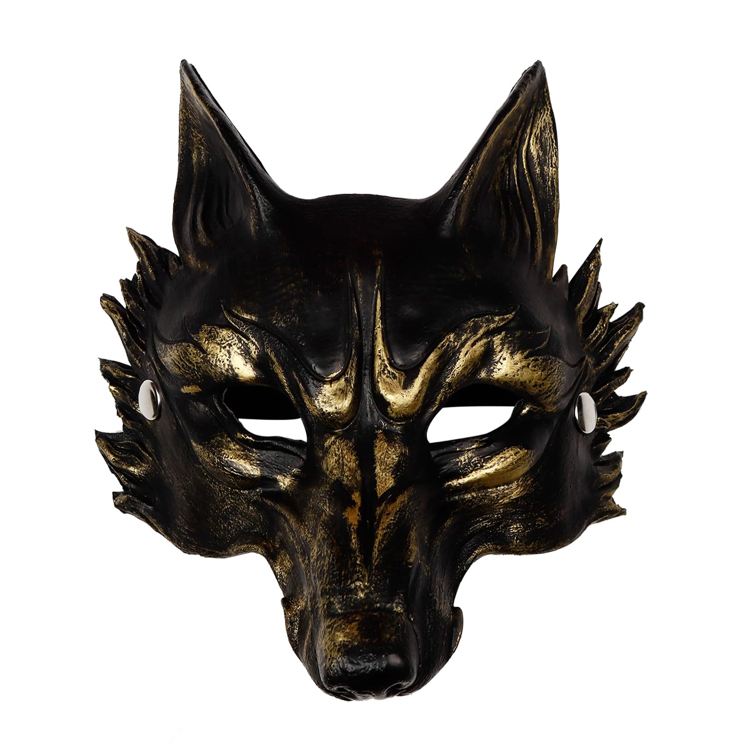 Photo 1 of L'VOW Skeletal Wolf Masks Adult Half Face Anubis Mask Party Animal Skull Mask Halloween Werewolf Cosplay Costume Masquerade Accessories(GoldBlack)