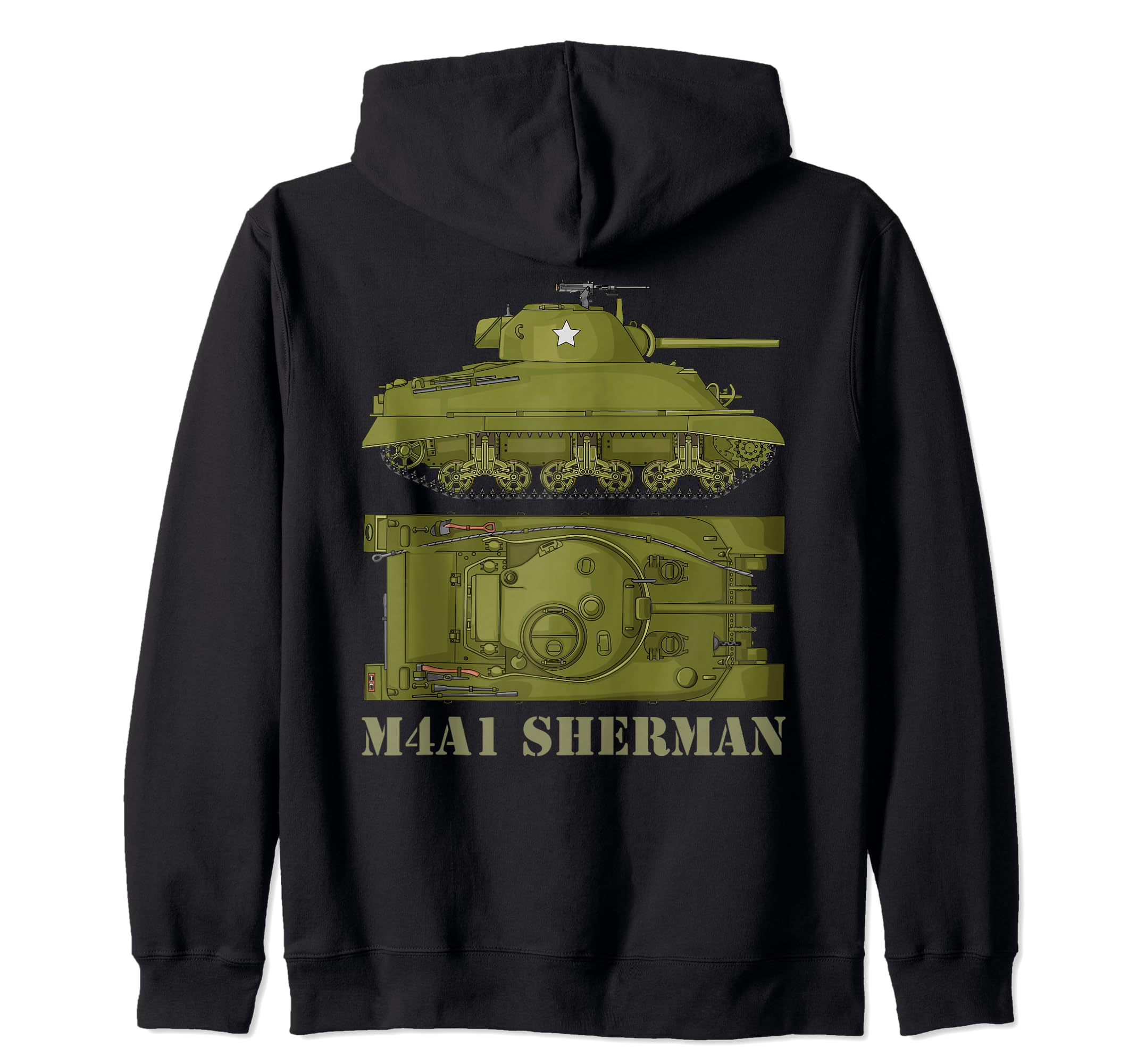 M4A1 Sherman WW2 American Tank Diagram Zip Hoodie