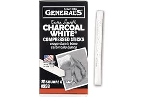 GENERAL'S General White Compressed Charcoal Stcks 12/Bx