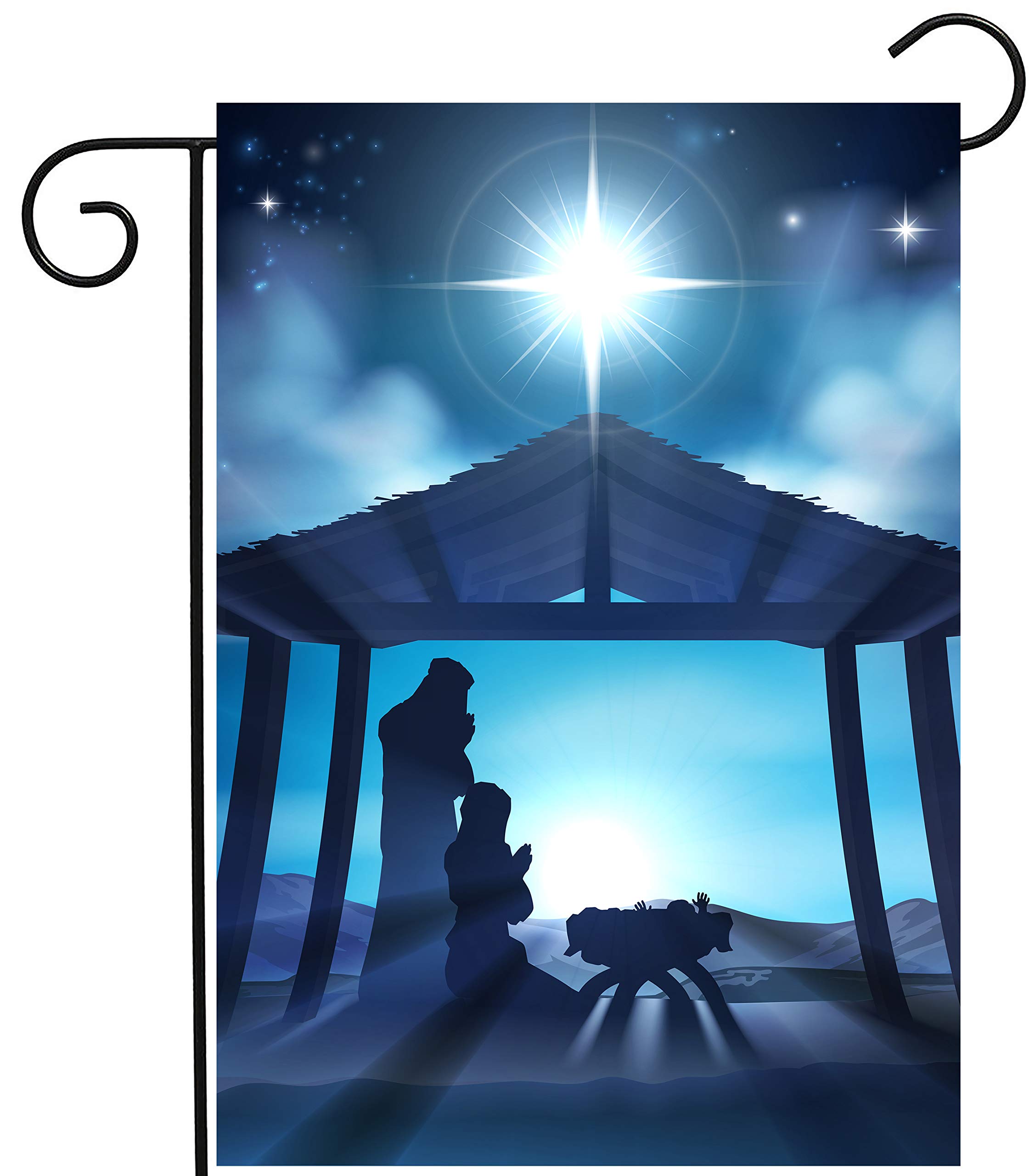 ShineSnow Traditional Winter Christmas Nativity Birth Born Scene Story Garden Yard Flag 12"x 18" Double Sided Polyester Welcome House Flag Banners for Patio Lawn Outdoor Home Decor