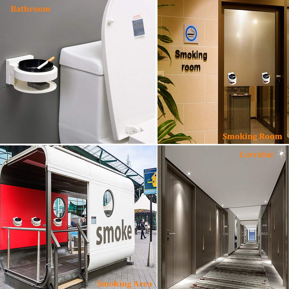 VSTYLE Cigarettes Ashtray, Stainless Steel Wall Mounted Indoor Ashtray Hanging Tray Punch-Free Suction Cup with Smoker Container for Bathroom Toilet Porch Hotel Hallway Kitchen