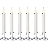 FGDECORJOIE Battery Operated LED Window Candles 9.7 Inch Tall with Automatically Timer 8 Hours On /16 Hours Off - Set of 6 Noble Flickering Flameless Candles and Window Candle in Silver Shine