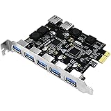LTERIVER PCIE 7 Ports Super Speed USB 3.0 Card for Windows Server, XP, Vista, 7, 8.x, 10, 11 (32/64bit) PCs, Built in Smart P