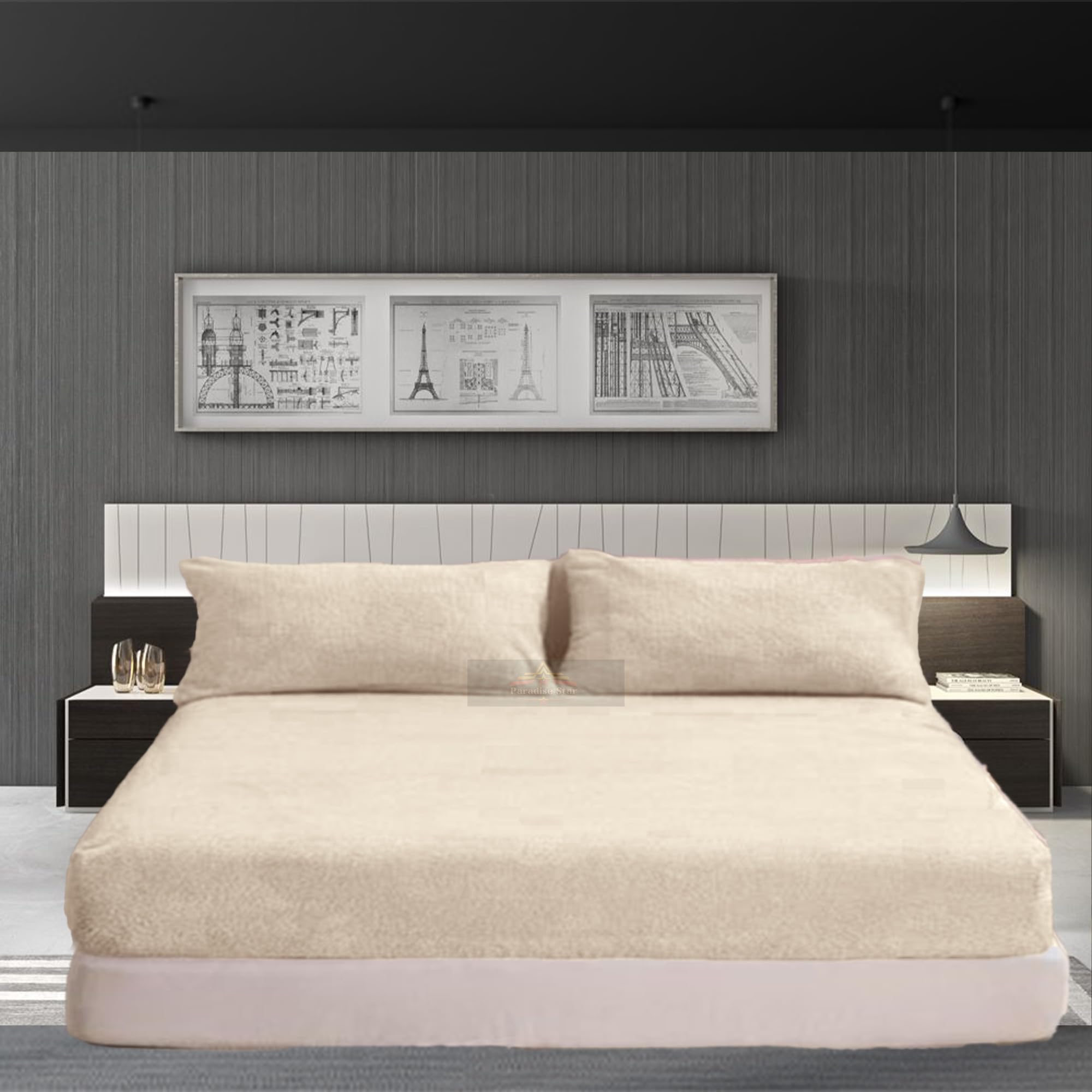 PARADISE STAR Teddy Fleece Fitted Bed Sheet – Ultra Soft Warm Cosy Plush Bedding, Extra Deep 30cm Pocket Fitted Sheet for Bed, Winter Luxury Mattress Cover (Cream, Small Double 4FT 122x190cm)