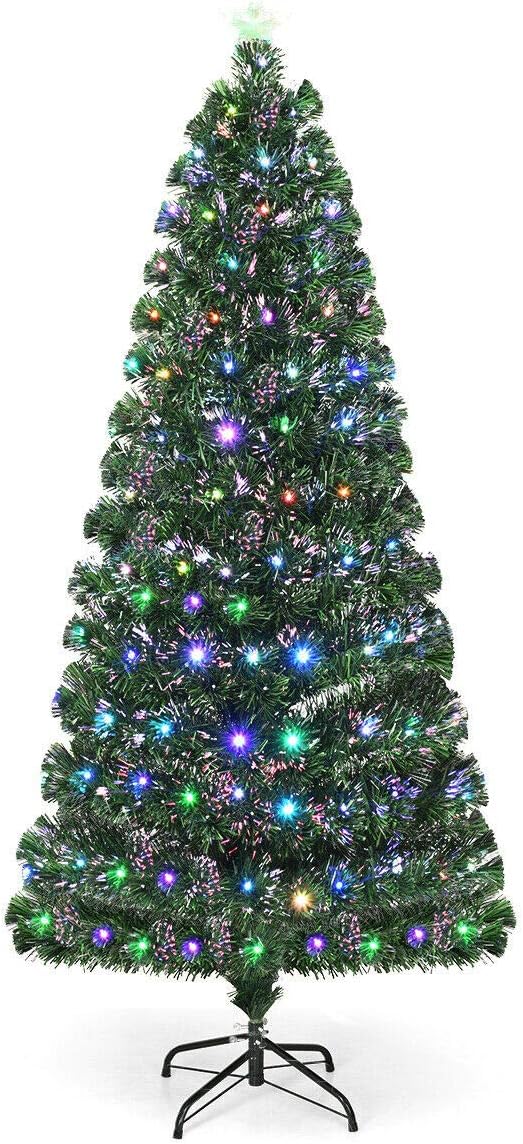Amazon Com Cypress Shop Christmas Tree Colorful Lightings Tips Christmas Tree Artificial Freestanding Floor Stand X Mas Tree Tips Pvc Material With Lights Indoor Outdoor Green Home Decorations 6 Feet Home Kitchen