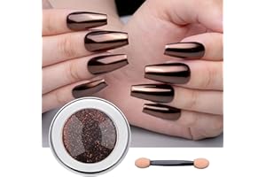 Pretty Diva Chrome Nail Powder - Coffee Chocolate Effect Nail Art Mirror Chrome Nail Powder, Brown Metallic Mirror Chrome Powder Pigment for Nail Art Decoration