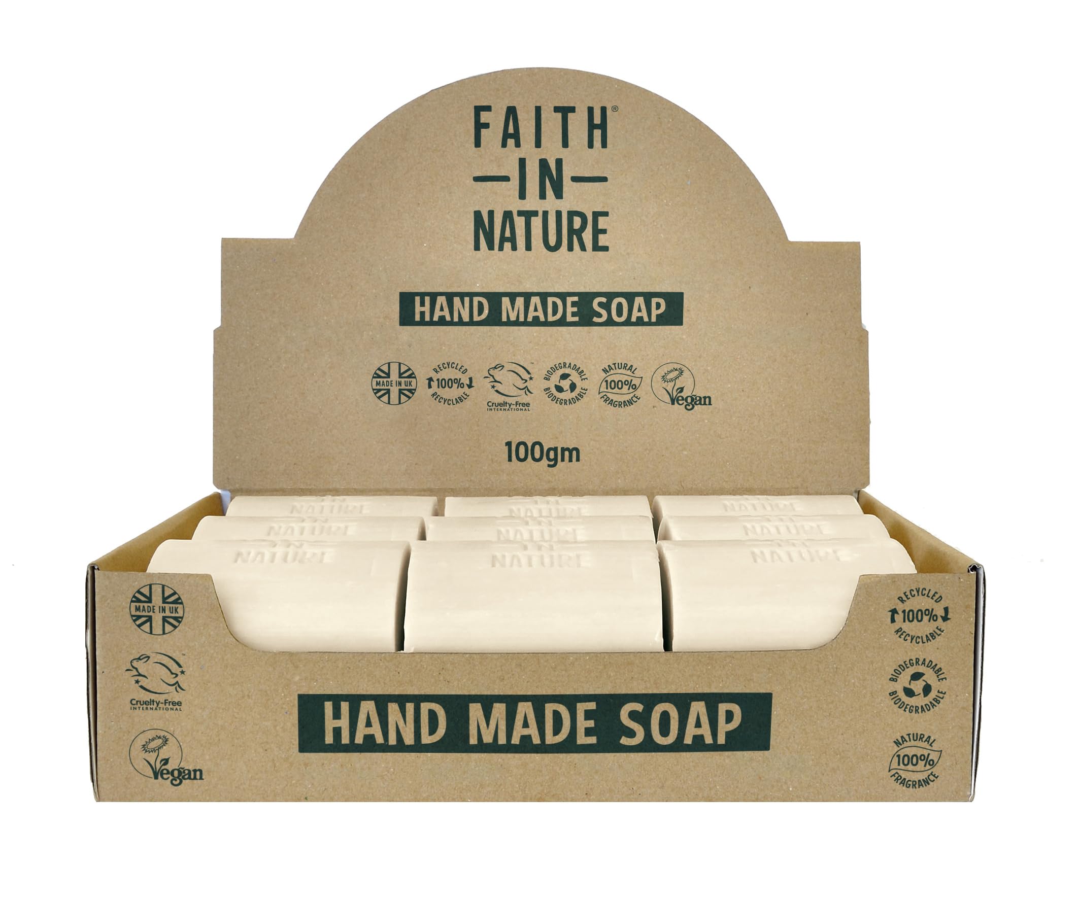 Faith In Nature Natural Lavender Hand Soap Bar Box Set, Relaxing, Vegan & Cruelty Free, No SLS or Parabens, 18 x 100g