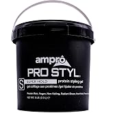 AmPro Pro Styl Styling Gel - Protects and Strengthens Your Strands - Non-Flaking, Alcohol Free, Vegan Formula - Flexible, Touchable Hold for All Hair Textures - Super Hold - 80 oz