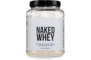 NAKED Whey 2LB 100% Grass Fed Whey Protein Powder - Only 1 Ingredient, Unflavored Whey Protein, NSF Certified, Undenatured, Gluten Free, Soy Free, No GMOs, No Preservatives