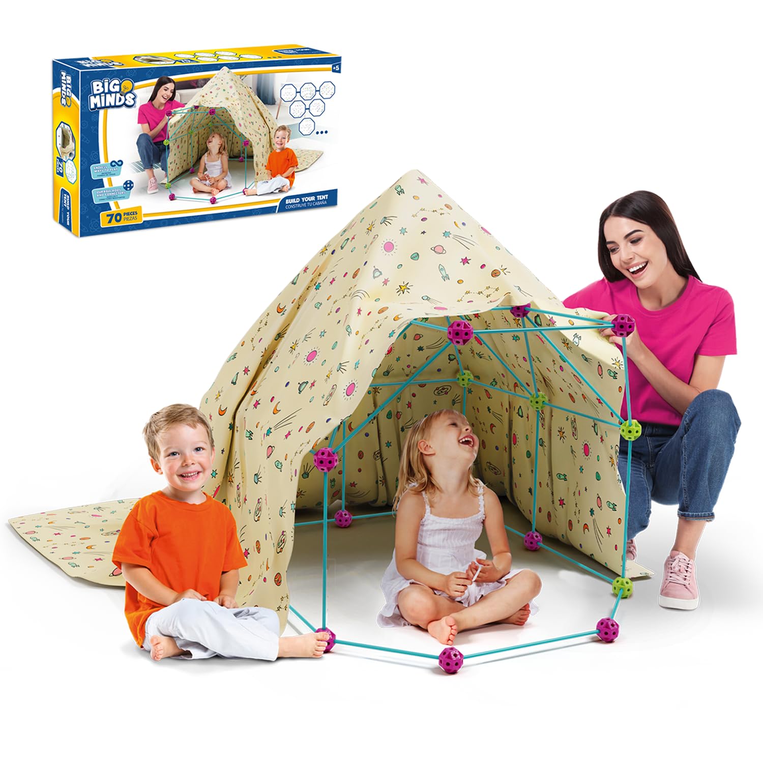 Fort Building Kits For Kids | Den Building Kit For Kids 70 Pieces | Construction Toys Stem | Garden Games | Fort Building Kit Indoor And Outdoor Toys | 5 Year Old Girls Gifts | 5 Year Old Boy Gifts