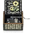 Gzdiyty You are My Sunshine Music Boxes Colorful, Christmas Anniversary Wedding Birthday Gifts for Boyfriend Her Him Wife Girlfriend Mom, Hand Crank Unique Wooden Engraved Vintage Musical Box(Black)