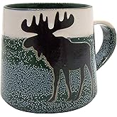 Cape Shore Artisan Coffee Tea Mug Cup, Moose, Gifts for Birthday Christmas, 16 Oz, Green