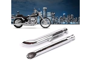 PACEWALKER Chrome 1 Pair Motorcycles Slash Cut Exhaust Muffler Pipe for 1-3/8", 1-1/2", 1-5/8" and 1-3/4" Chopper Cafe Racer Loud For Suzuki 650(silver)