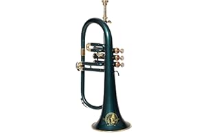SOUND SAGA® Flugel Horn 3 Valve BB Pitch Premium Brass Quality With Hard Case & Mouthpiece (GREEN)