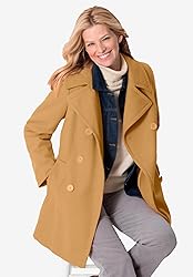 Woman Within Plus Size Wool-Blend Double-Breasted