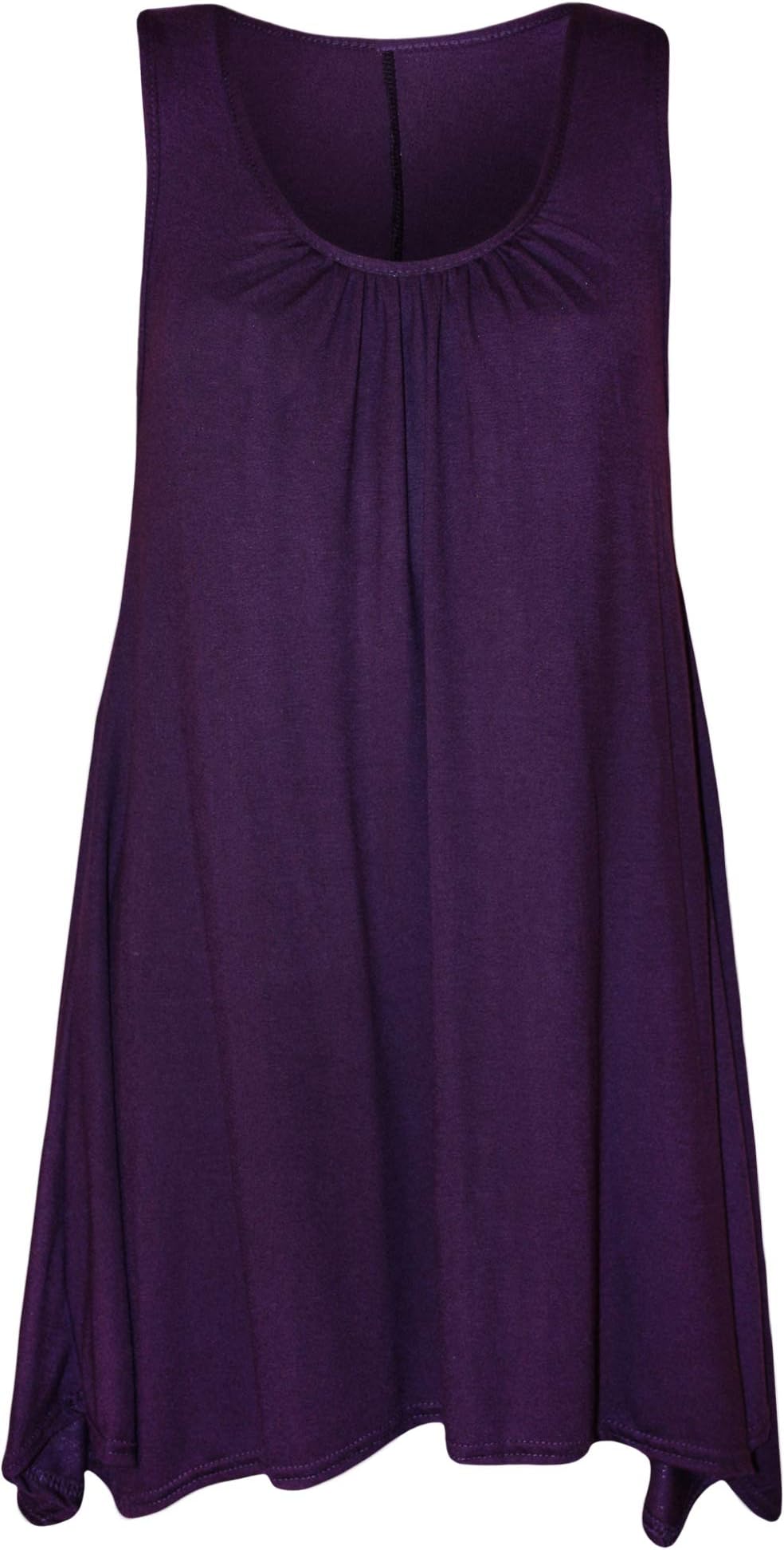 WearAllWomens Plus Size Hanky Hem Ladies Long Sleeveless Scoop Neck Vest Top - 8-26