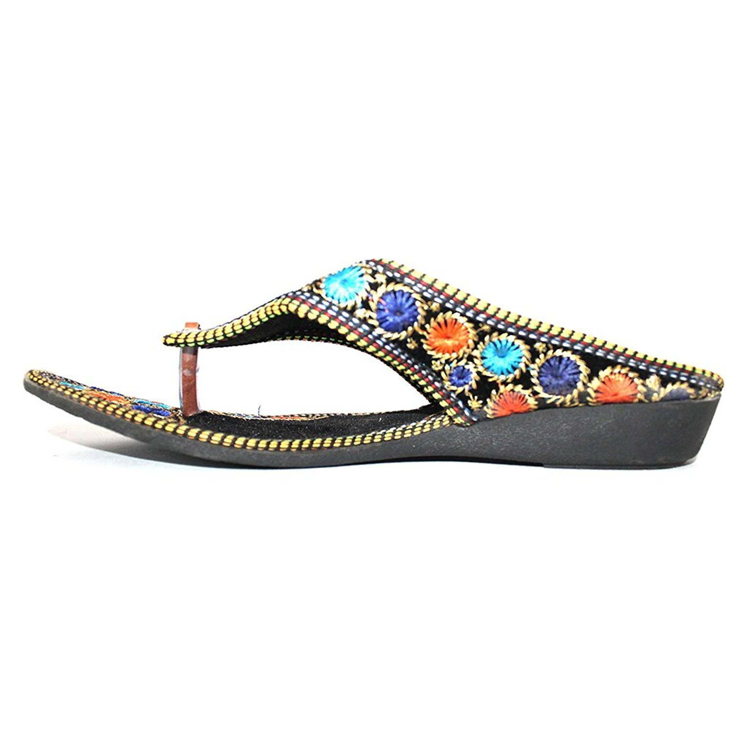 ar women girls partiwear hand embroidery round jaipuri sandal chappal 602