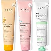 Boka Fluoride Free Toothpaste Nano Hydroxyapatite Toothpaste - Ela Mint, Orange Cream, Watermelon Mint Flavor, 4 oz 3Pk US Manufactured