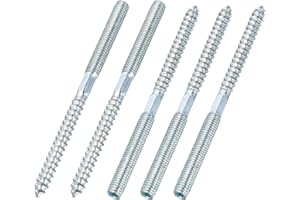 MECCANIXITY M8 Hanger Bolts, 4.72"(120mm) Length Double Headed Hanger Bolts 0.31"(8mm) Wood Dowel Screw Self-Tapping Threaded Rods Screw for Assembling Wood Furniture Joint, Pack of 5