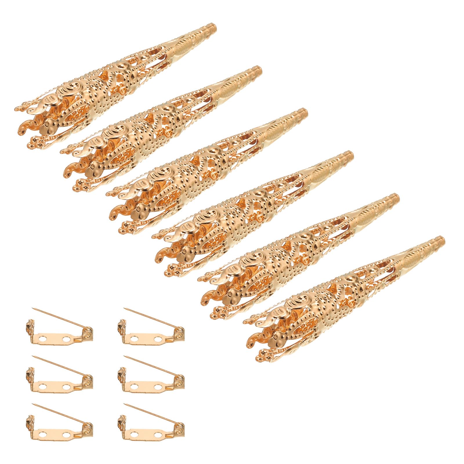 PATIKIL 41mm Corsage Decorative Holder, 6 Pcs Brooch Pin Vase Pocket Boutonnieres Holder with Bar Pins for Wedding Party DIY Crafts, Rose Gold