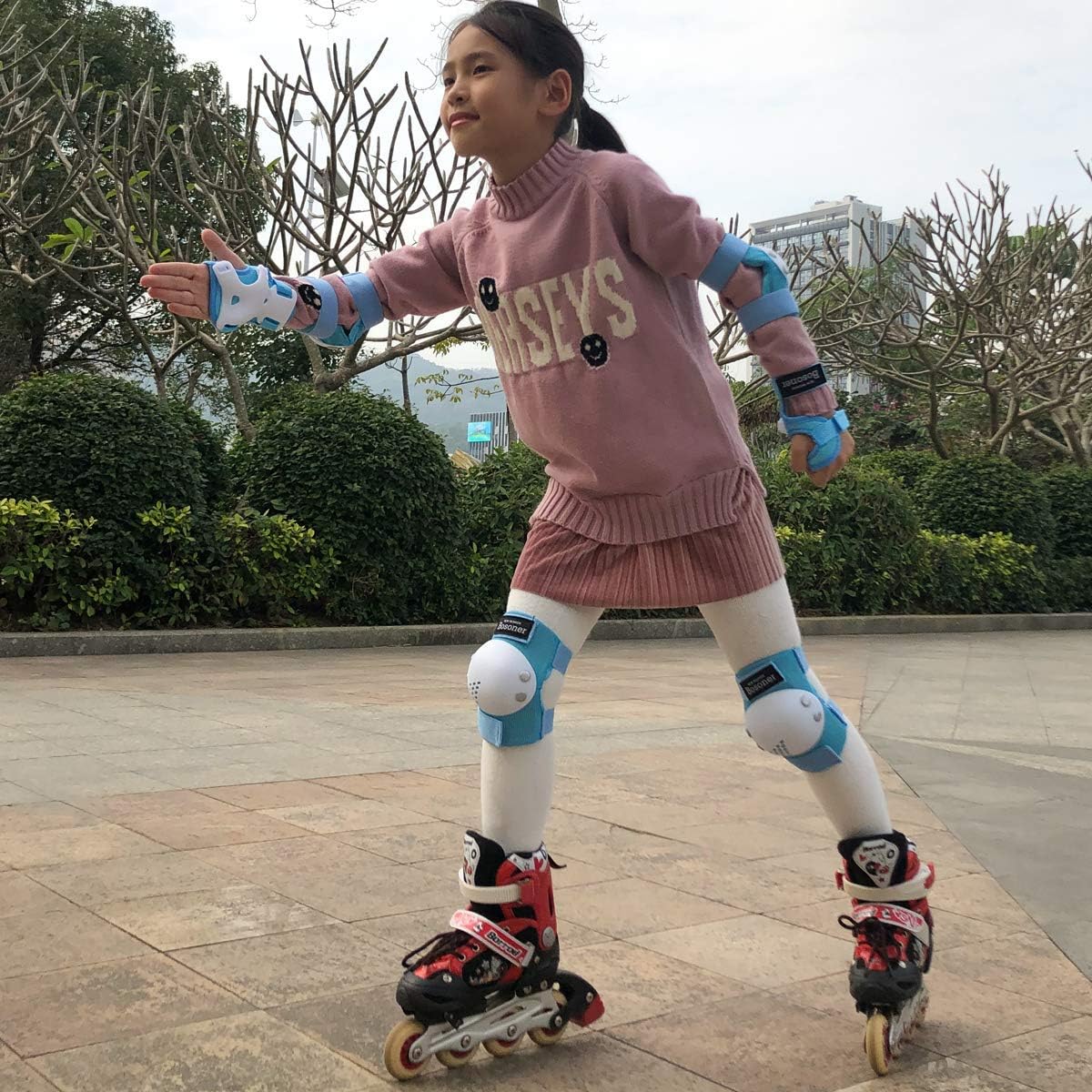 BOSONER Kids/Youth Knee Pad Elbow Pads for Roller Skates Cycling BMX Bike Skateboard Inline Rollerblading, Skating Skatings Scooter Riding Sports : Sports & Outdoors