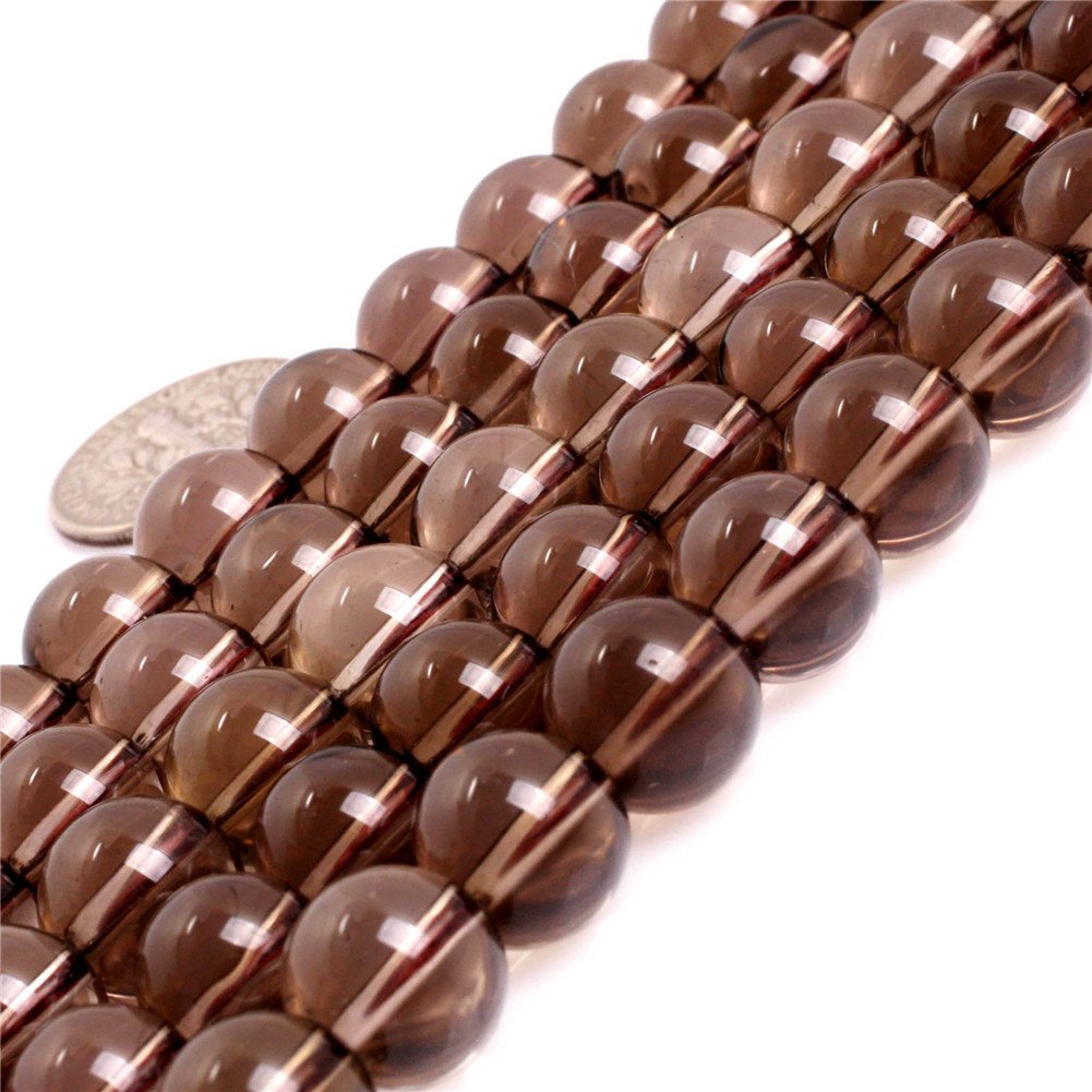 AAA Grade Round Grey Natural Smoky Quartz Beads for Jewellery Making 15'' (10MM)
