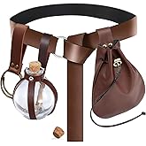 Renaissance Costume Accessories Belt Pouch Potion Bottles Leather Holder Medieval Festival Halloween Costume Belt Waist Set (Bottle-Brown)