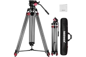 NEEWER 79" Camera Tripod with 360° Fluid Head, Heavy Duty Aluminum Alloy Video Stand with QR Plate Compatible with Canon Niko