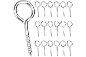 AOVCHEI 18 Pack 2.5 Inches Heavy Duty 304 Stainless Steel Heavy Duty Eye Screw, Rust-Resistant Self Tapping Eyelet Screw in Eye Bolt for Wood, Securing Cables Wires, Indoor & Outdoor