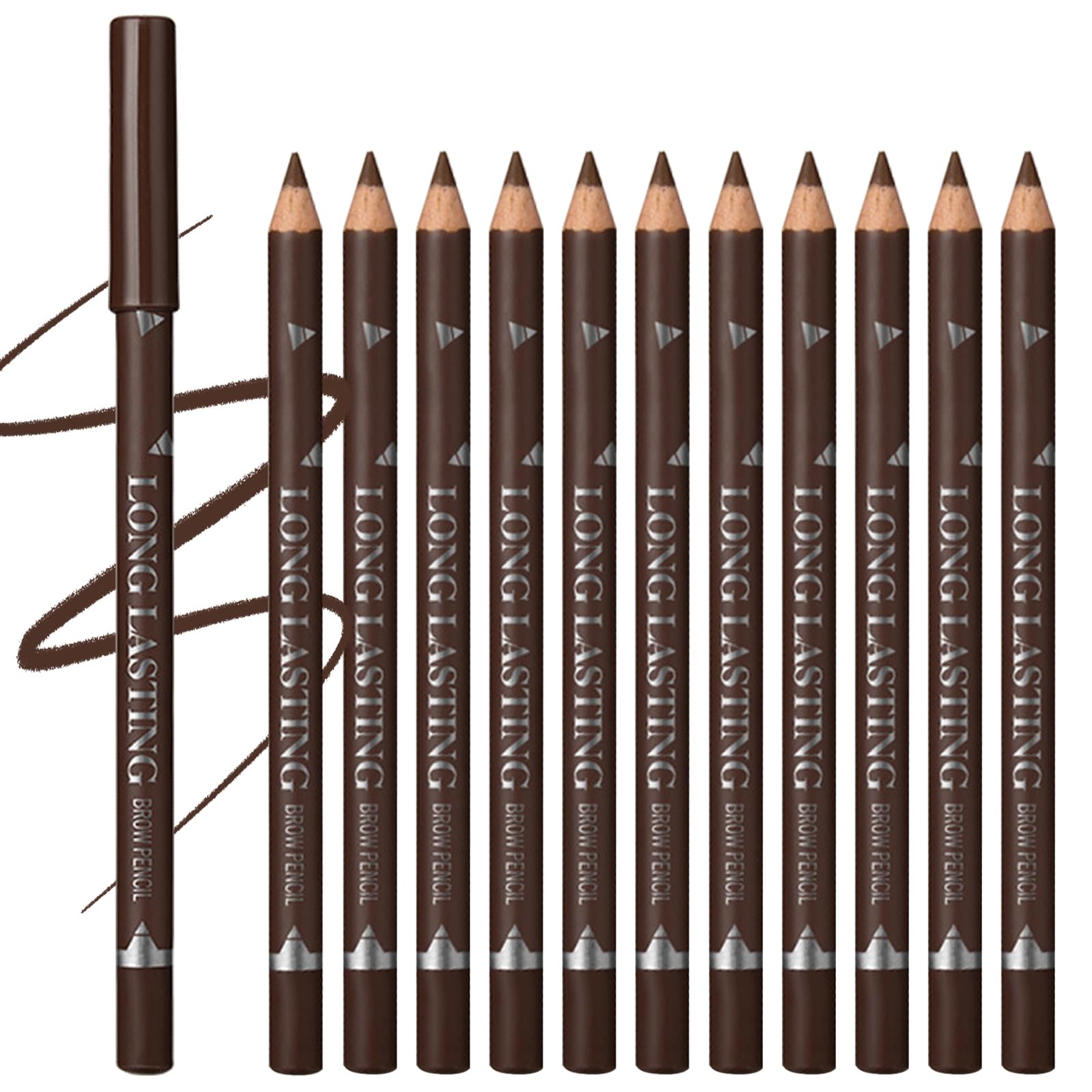 Eyebrow Pens Set, 12 PCS Brown Eyebrow Eyeliner Pencils Set, Waterproof Brow Pencils, Easy Makeup Eyeliner Pens, Natural Looking Long-Lasting Eye Brow Pencils, Eye-brow Pencils Brown