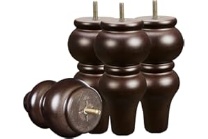 SHANJUE Wood Furniture Legs 8 inch Sofa Legs Pack of 4,Round Couch Legs Espresso Mid Century Chair feet Replacement,Sofa Replacement Parts