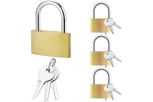 4 Pack Solid Brass Padlock with Keys Alike,(1.18''/30mm) Wide Lock Body Small Padlocks with 12Keys,Storage Lock Shackle for O