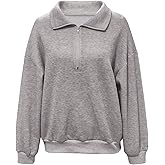 SOLY HUX Women's Half Zip Sweatshirt Collared Long Sleeve Drop Shoulder Casual Pullover Tops Fall Clothes