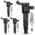 UF611 Ignition Coil & XP6203 Double Iridium Spark Plug for HYUNDAI Sonata Santa Fe Tucson Genesis Coupe/Kia Sorento Forte Optima Sportage Rondo Borrego Replace# 27300-3F100 C1667