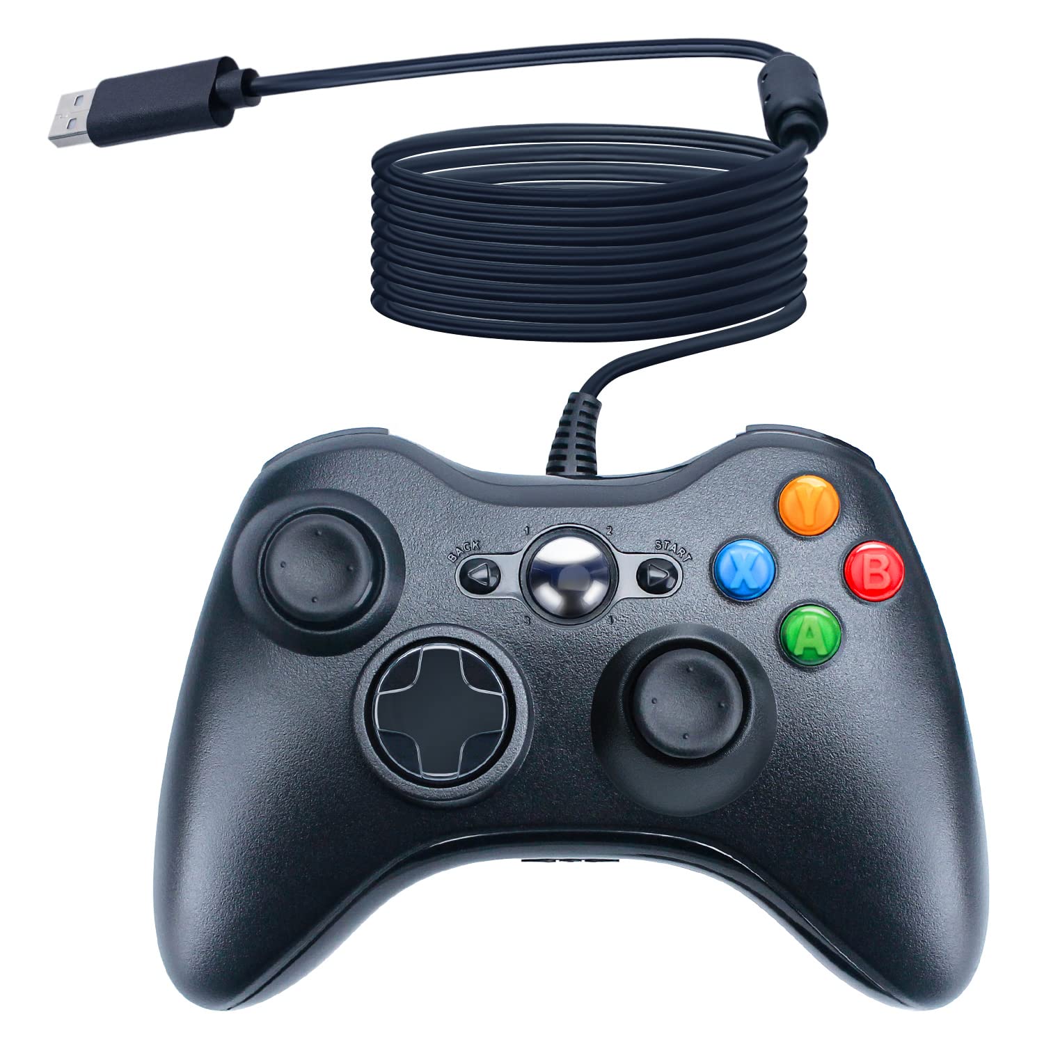 OSTENT Wired USB Controller Gamepad Joystick for Microsoft Xbox 360 Console Windows PC Laptop Computer Video Game Color Black