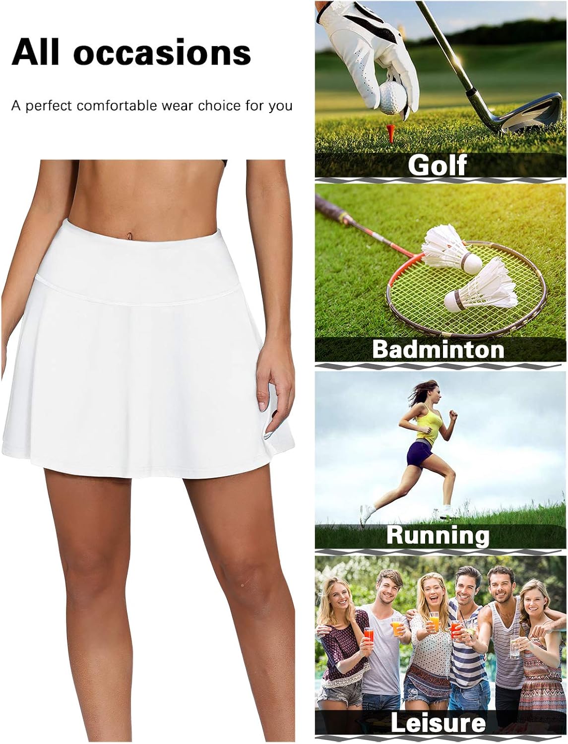 Blevonh Women's Tennis Skort Active Pleated Skirts with Pocket for Running Golf at  Women’s Clothing store