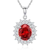 CAIDIKA Sterling Silver Birthstone Necklace for Women Oval Solitaire Pendant Necklace Birthday/Anniversary/Wedding Jewelry(with Gift Box)