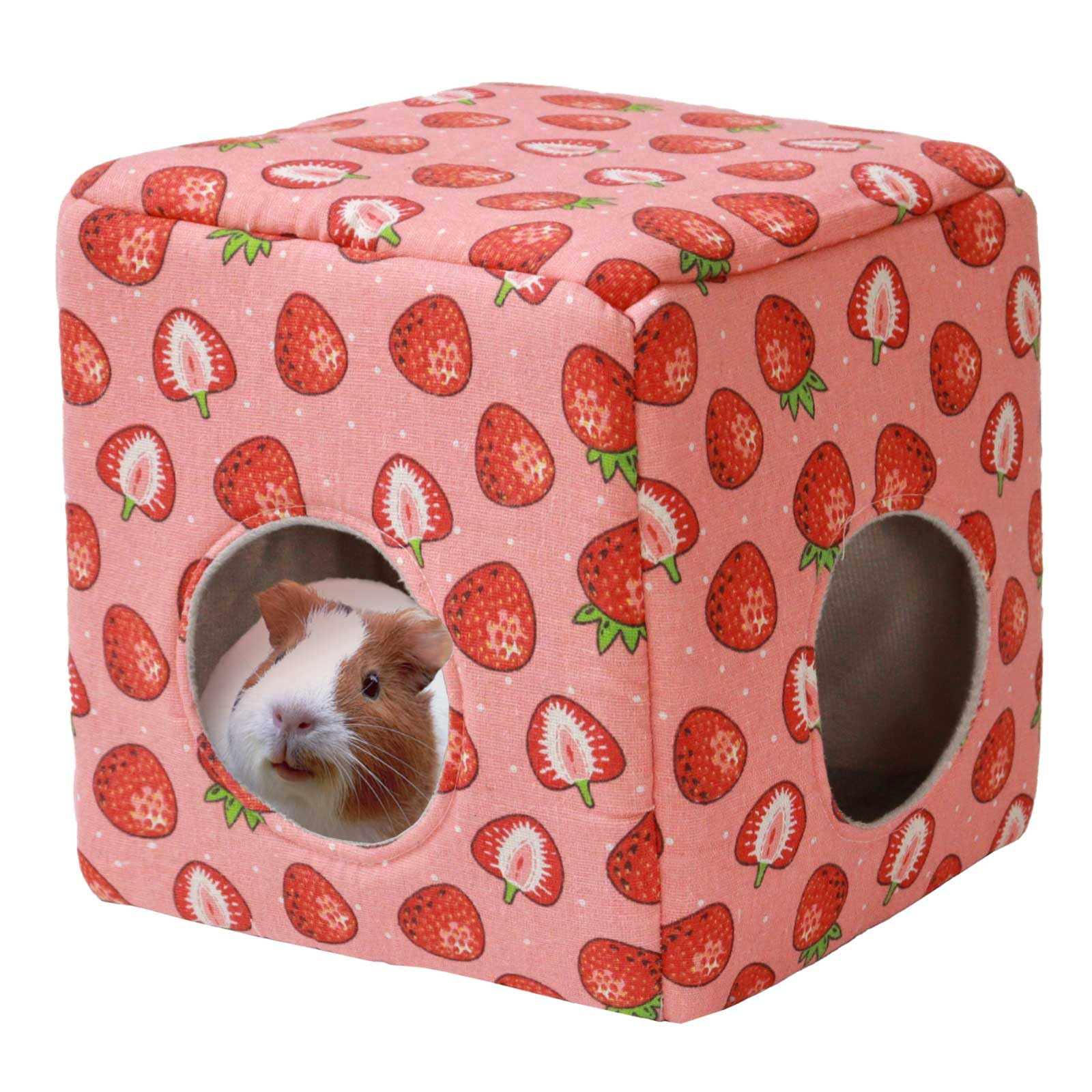 Photo 1 of JSPYFITS Guinea Pig Hideout, Washable Guinea Pig House Cozy Small Pet Bed for Small Animal Bunny/Rabbit/Hamster/Chinchilla Accessories Pink Strawberry