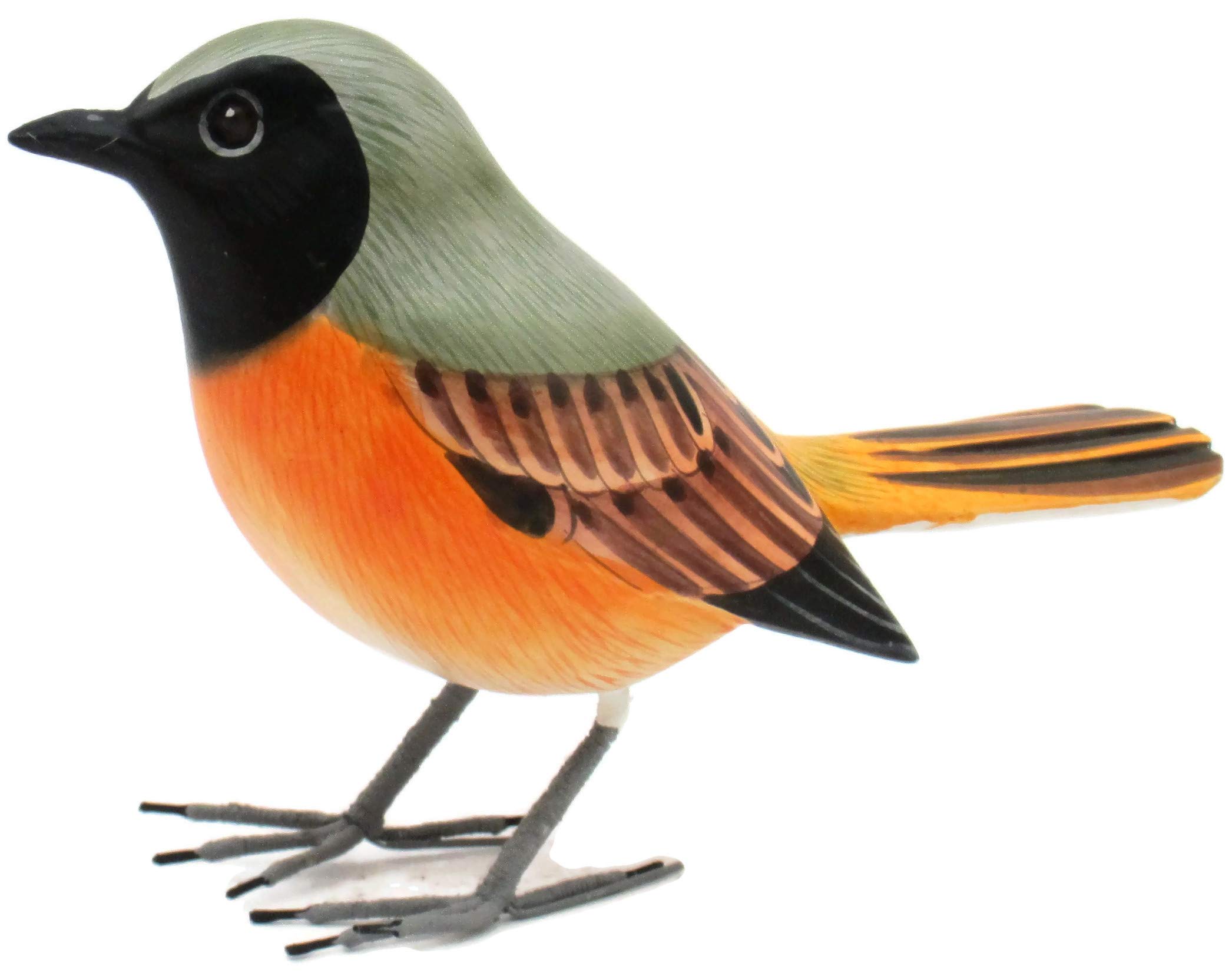 Brave Wings Hand Carved Wooden Garden Bird ~ Common Redstart ~ OOAK Ornament Sculpture Figurine Statue Unique Table Decoration for Home Decor Gift for Christmas and Birthdays ~ 1025