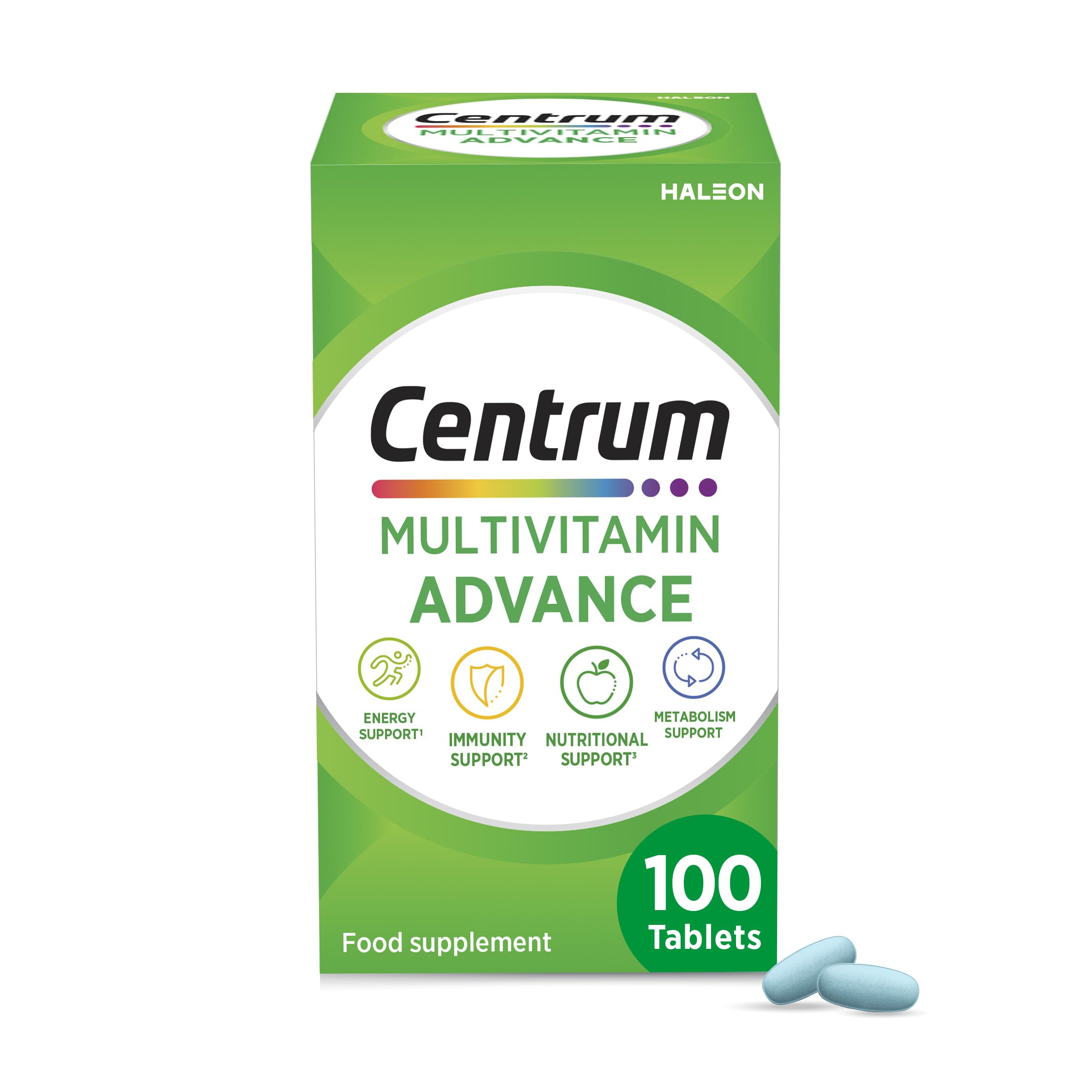 Centrum Advance Multivitamin & Mineral Supplements, 24 essential nutrients including vitamin D, C, Calcium, Daily Multivitamin Tablets, 100ct
