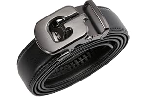 Civantiya Ratchet Belt for Men, Mens Belt Leather Designer 1 3/8" for Casual Jeans, Black Fashion Belts