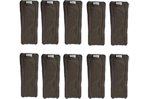 Ohbabyka Baby Cloth Soft Charcoal Bamboo Inserts Reusable Liners Diapers (10 Pieces, Black)