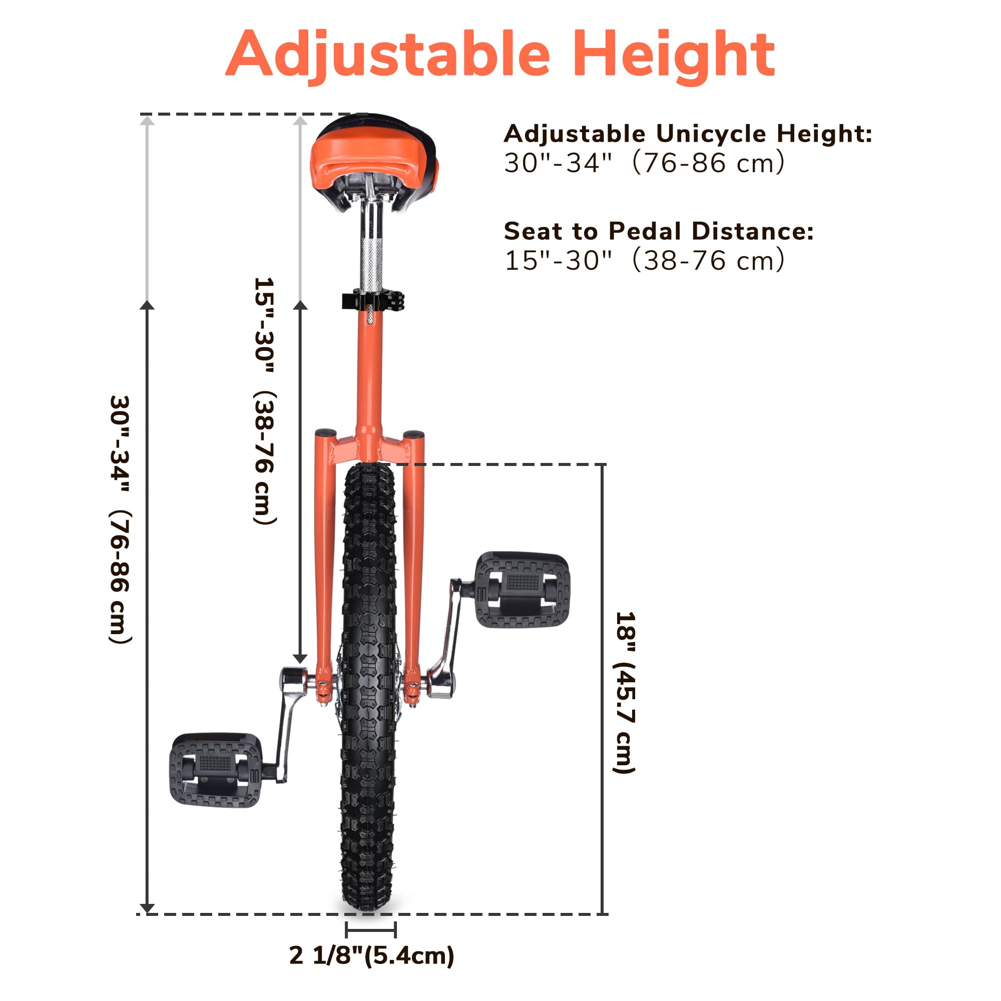 AW 16/18/20/24 Inch Wheel Outdoor Unicycle Adjustable Seat Exercise Bicycle Fit Adults Kids Outdoor Sports Fitness Exercise, for Choice